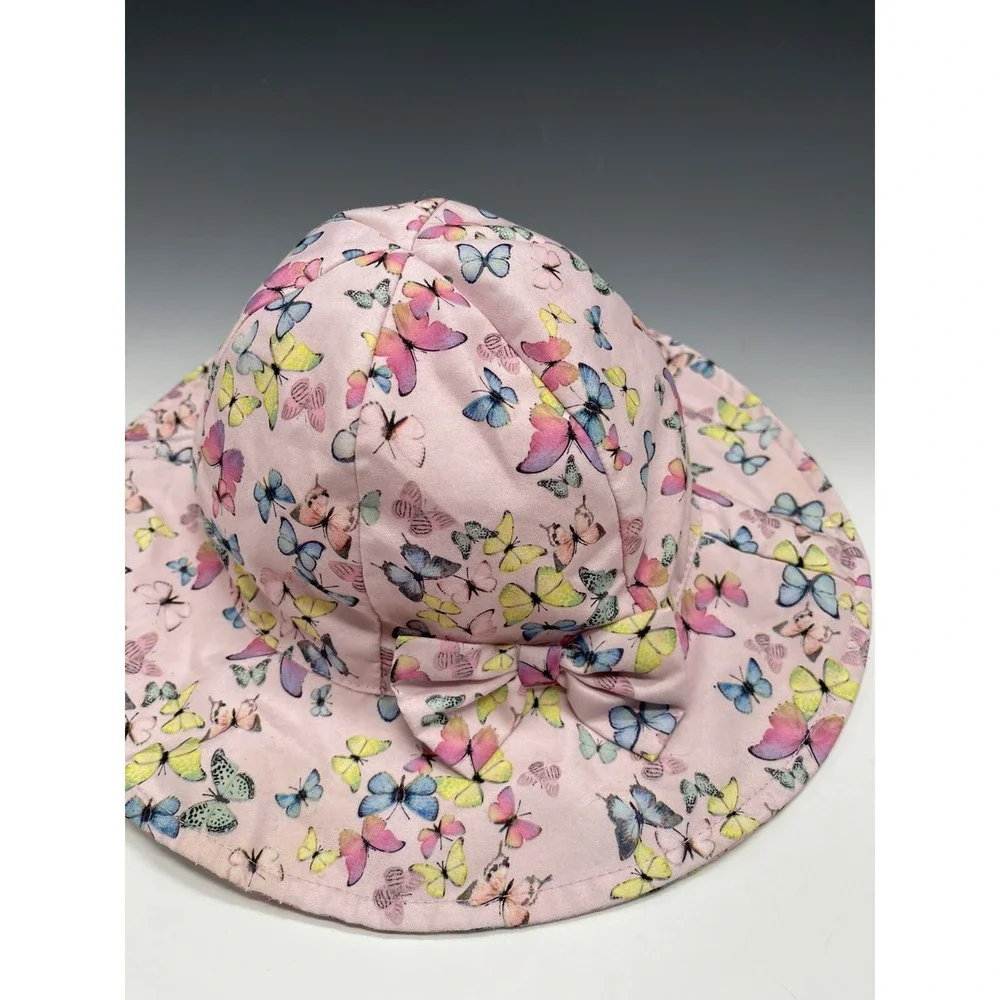 H&M Hat‎  1 1/2 - 4 Y Girls Bucket Hat Sun Pink Butterflies Bow Kids